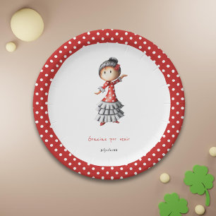 Prato De Papel Tema Espanhol Gracias Dançarina Sevillana