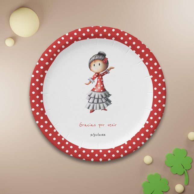 Prato De Papel Tema Espanhol Gracias Dançarina Sevillana (Criador carregado)