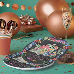 Prato De Papel Tema Personalizado do Día de los Muertos