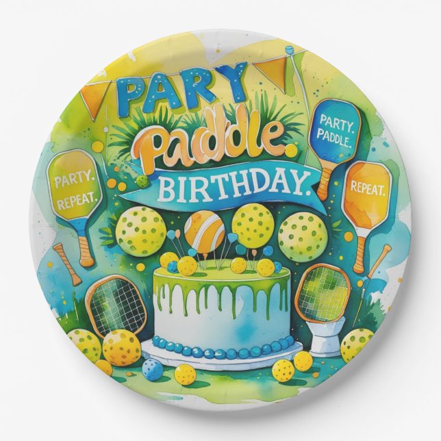 Prato De Papel Temas Pickleball Birthday (Frente)