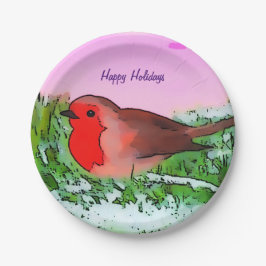 Prato De Papel temporada de Natal Robin Holiday