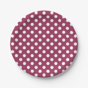 Prato De Papel Tendy Modern White Bolinhas em Sangria Pink