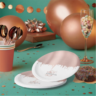 Prato De Papel Tendy Rosa cor-de-rosa Dourado Monograma de Drives