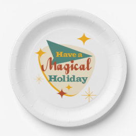 Prato De Papel Tenha um sinal de vintage de Feriado Mágico