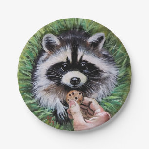 Prato De Papel Tenha uma placa de papel Raccoon de biscoito