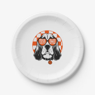 Prato De Papel Tennessee Hound Orange White Rocky Top TN Cachorro