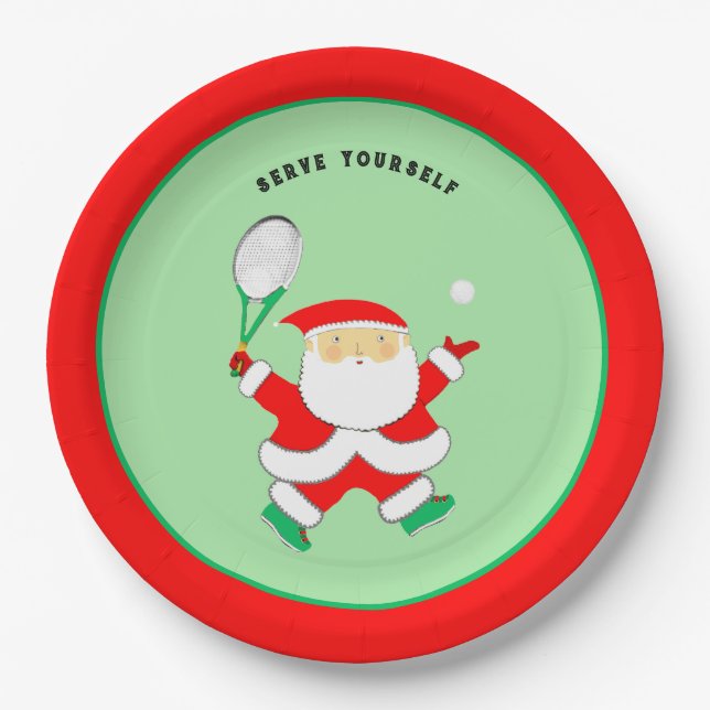 Prato De Papel Tennis Sports Christmas party paper plate (Frente)