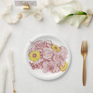 Prato De Papel Terra - buquê esboçado cotta