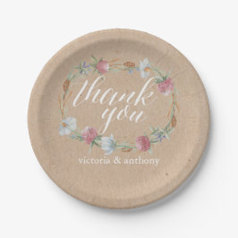 Prato De Papel Terra De Flor Selvagem No Casamento De Kraft Count