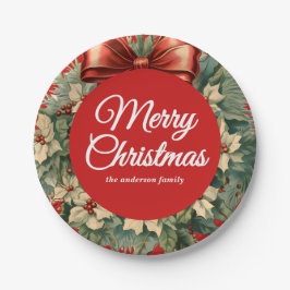 Prato De Papel Terra de Natal Elegante Watercolor