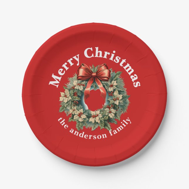 Prato De Papel Terra de Natal Elegante Watercolor (Frente)