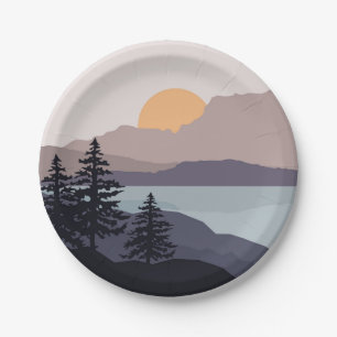 Prato De Papel Terra do nascer do sol do lago Colorir Mountain