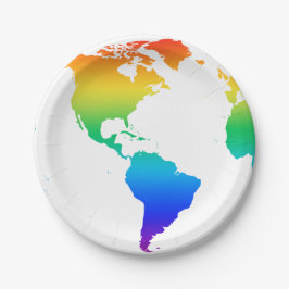 Prato De Papel Terra do planeta colorida do arco-íris