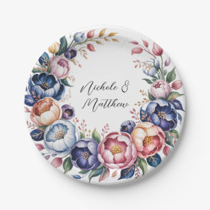 Prato De Papel Terra Floral Elegante Para Casamento