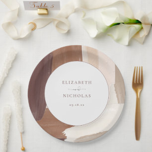 Prato De Papel Terracota Temperada Moderna   Casamento com Monogr