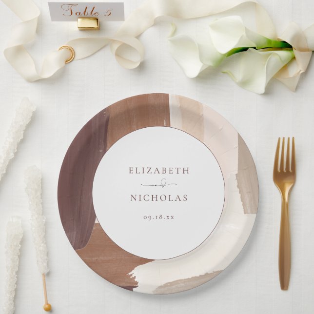 Prato De Papel Terracota Temperada Moderna | Casamento com Monogr (Casamento)