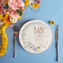 Terracotta Baby in Bloom Wildflower Paper Plate