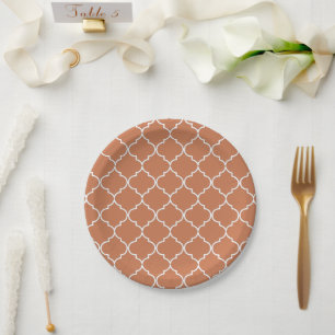 Prato De Papel Terracotta — Padrão marroquino mediterrânico