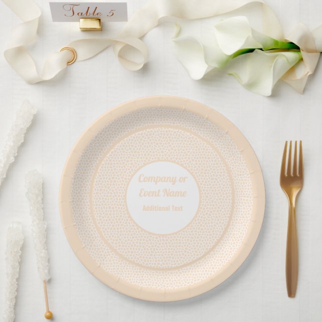 Prato De Papel Terrazzo - Laranja Pêssego - Redondo 23 cm (Casamento)