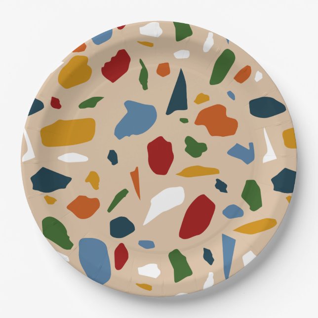 Prato De Papel Terrazzo Pattern Colorful (Frente)