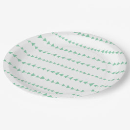 Prato De Papel Teste padrão asteca branco verde das setas da