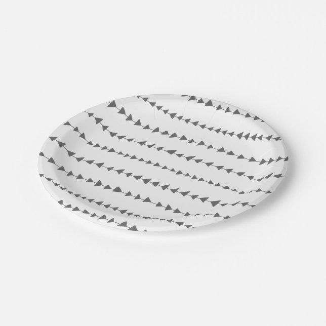 Prato De Papel Teste padrão asteca das setas do branco cinzento (Inclinado)
