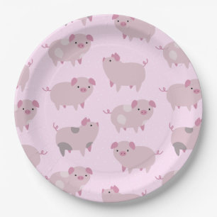 Prato De Papel Teste padrão cor-de-rosa bonito & pontos dos