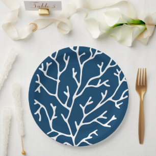 Prato De Papel Teste padrão coral elegante - oceano temático -
