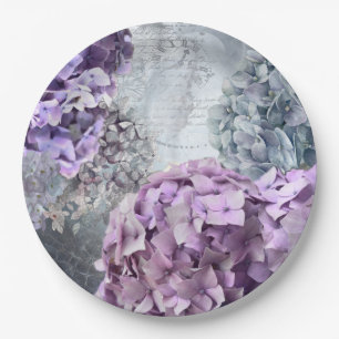Prato De Papel Teste padrão de flor floral do Hydrangea do