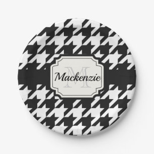 Prato De Papel Teste padrão de Houndstooth