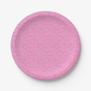 Prato De Papel Teste padrão do redemoinho do japonês - rosa mac