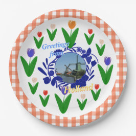 Prato De Papel Teste padrão floral das tulipas do estilo de