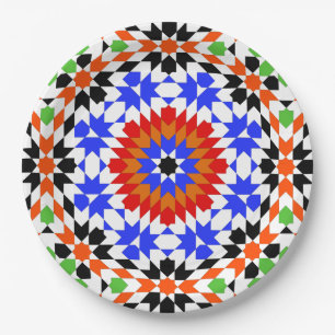 Prato De Papel Teste padrão geométrico islâmico