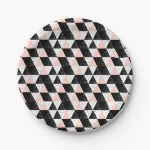 Prato De Papel Teste padrão geométrico tirado mão do triângul