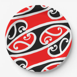 Prato De Papel Teste padrão maori 2 de Kowhaiwhai