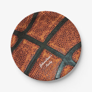 Prato De Papel Teste padrão retro velho do basquetebol com nome