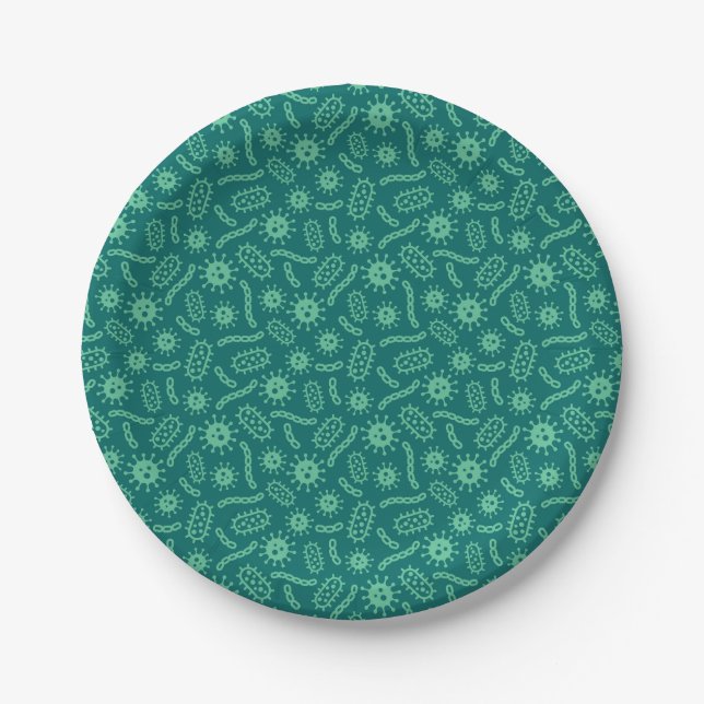 Prato De Papel Teste padrão verde dos micróbios (Frente)