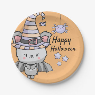 Prato De Papel Testemunha de Halloween Bat com aranhas e festas d