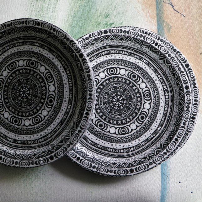 Prato De Papel Testemunha de Lua Tripla de Mandala (Criador carregado)