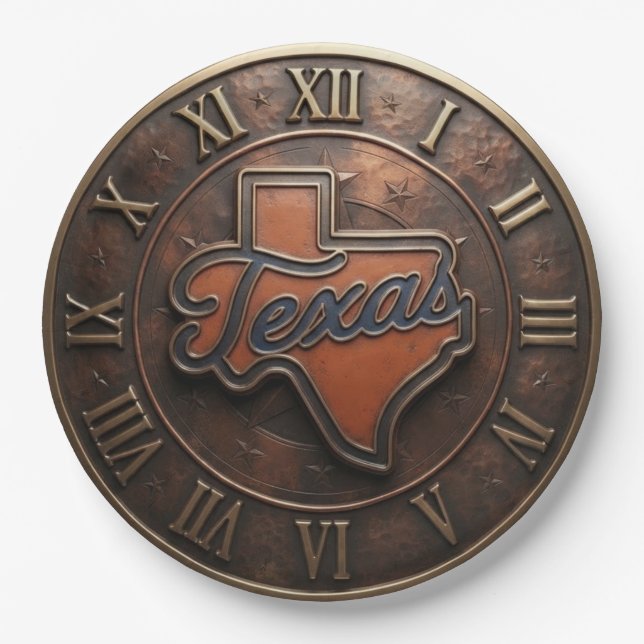 Prato De Papel Texas Copper Medallion State Map  (Frente)
