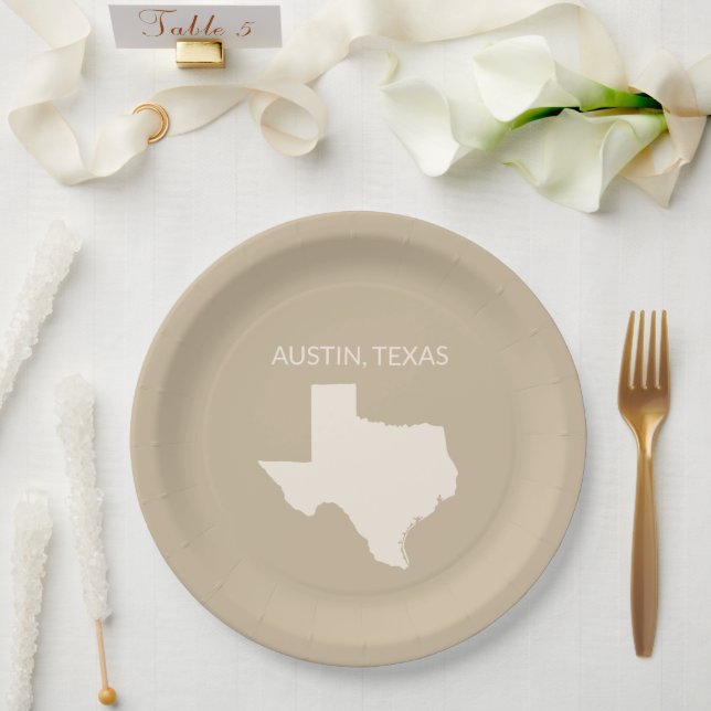 Prato De Papel Texas State Map Home Decor  (Casamento)