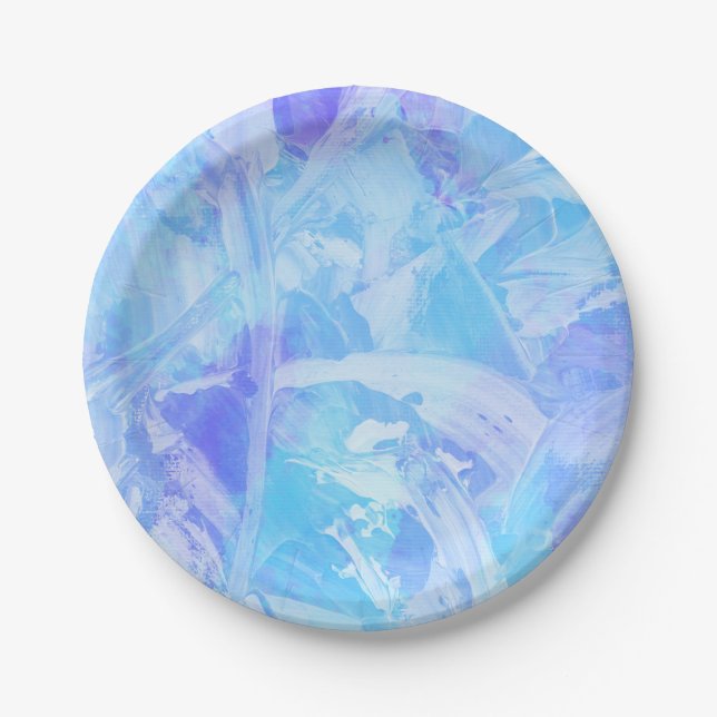 Prato De Papel Texto Azul e Roxo Texturizado  (Frente)