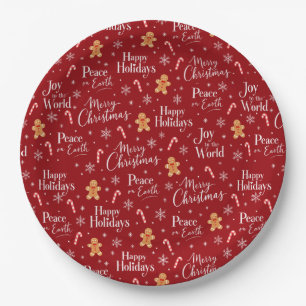 Prato De Papel Texto Divertido de Natal com Gráficos Fofos