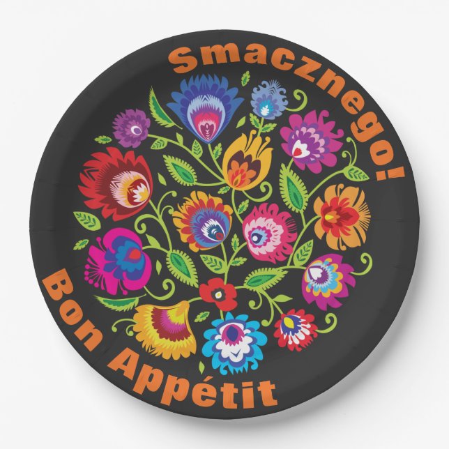 Prato De Papel Texto personalizado Arredondar composição do folcl (Frente)