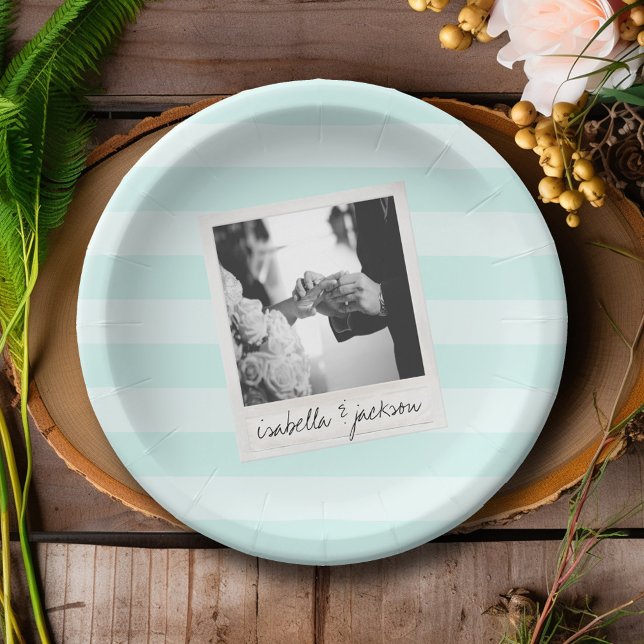 Prato De Papel Texto Personalizado da Foto do Instagram de Casame (Personalized Wedding and Anniversary Party Plates)