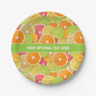 Prato De Papel Texto personalizado de Citrus coloridos