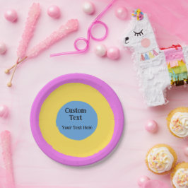 Prato De Papel Texto Personalizado de Design de vibração azul-cla