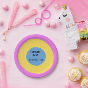 Prato De Papel Texto Personalizado de Design de vibração azul-cla