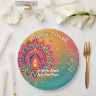 Prato De Papel Texto personalizado, Diwali Delight Plate