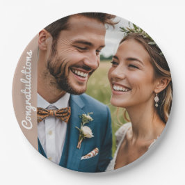 Prato De Papel texto personalizado e foto personalizada de festa